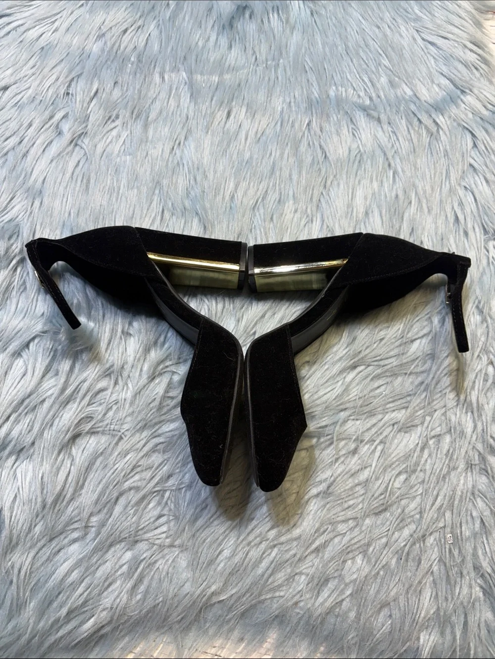 Lulu's Black Suede Ankle-Strap Block Heels sz 6.5